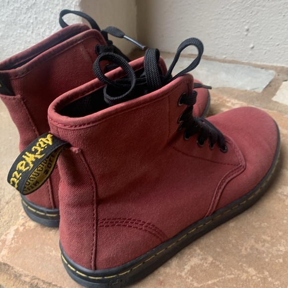 Dr. Marten Maroon Ankle Boots ShoreDitch Canvas Air Wave 6 - Picture 9 of 9
